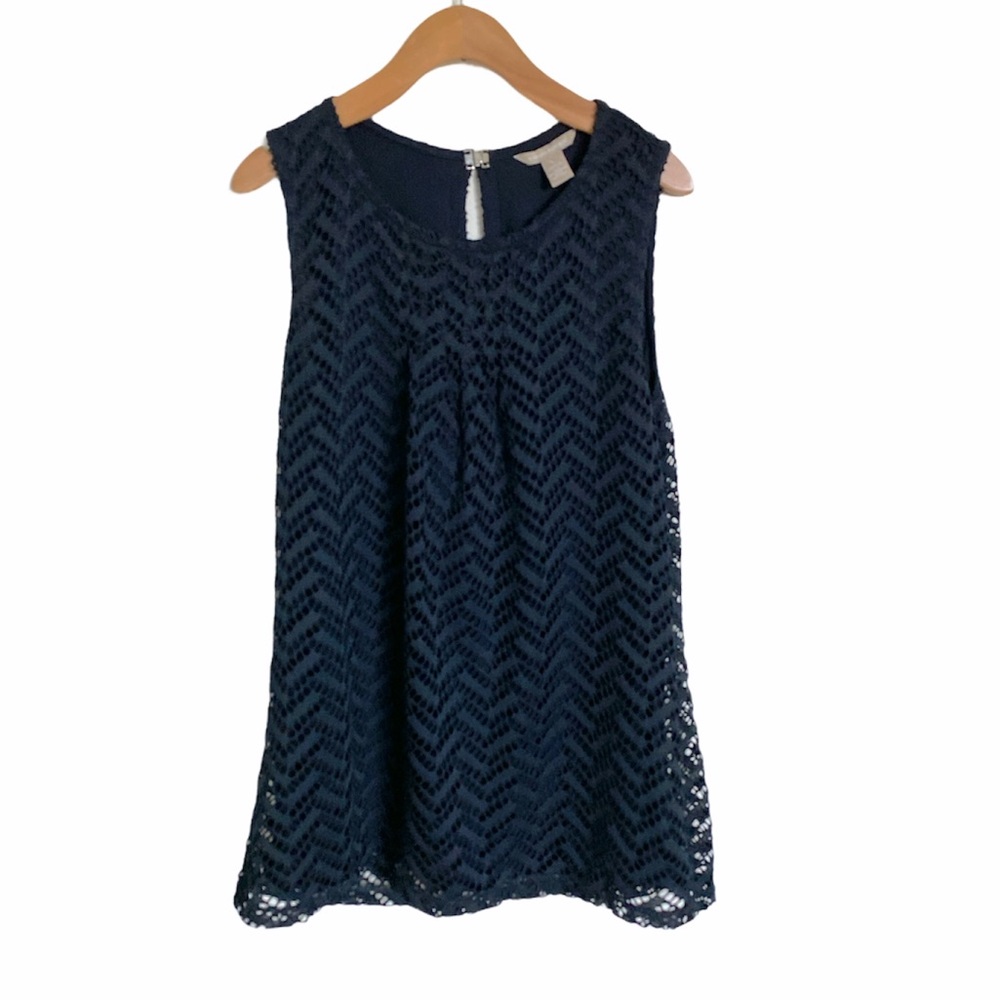 BANANA REPUBLIC Navy Sleeveless Lace Top